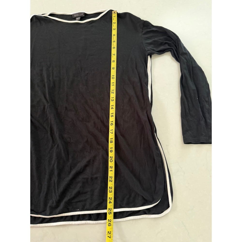 J. Jill Wearever Black White Contrast Piping Tunic Top Long Sleeve XS Rayon Knit - Picture 6 of 7